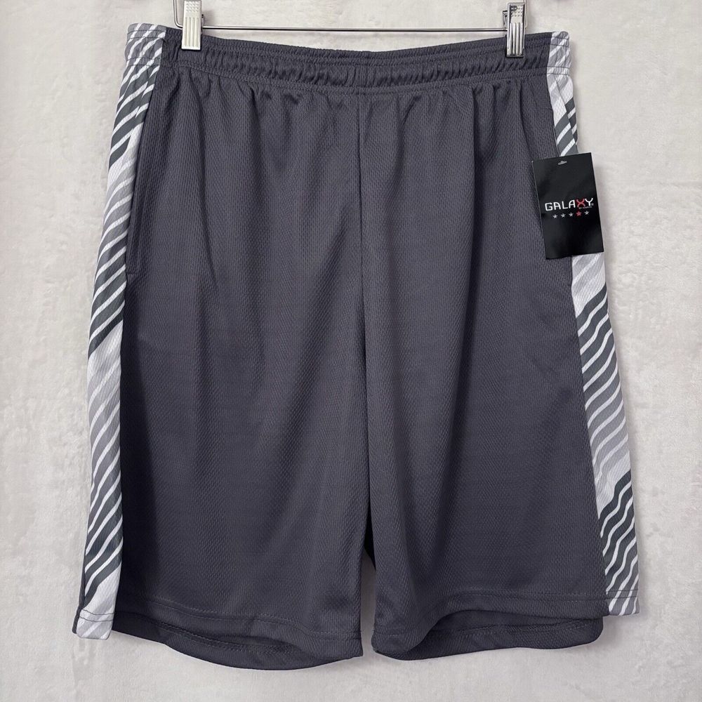 Galaxy Men's Shorts Gray Striped Accents‎ XL NWT New Front Pockets